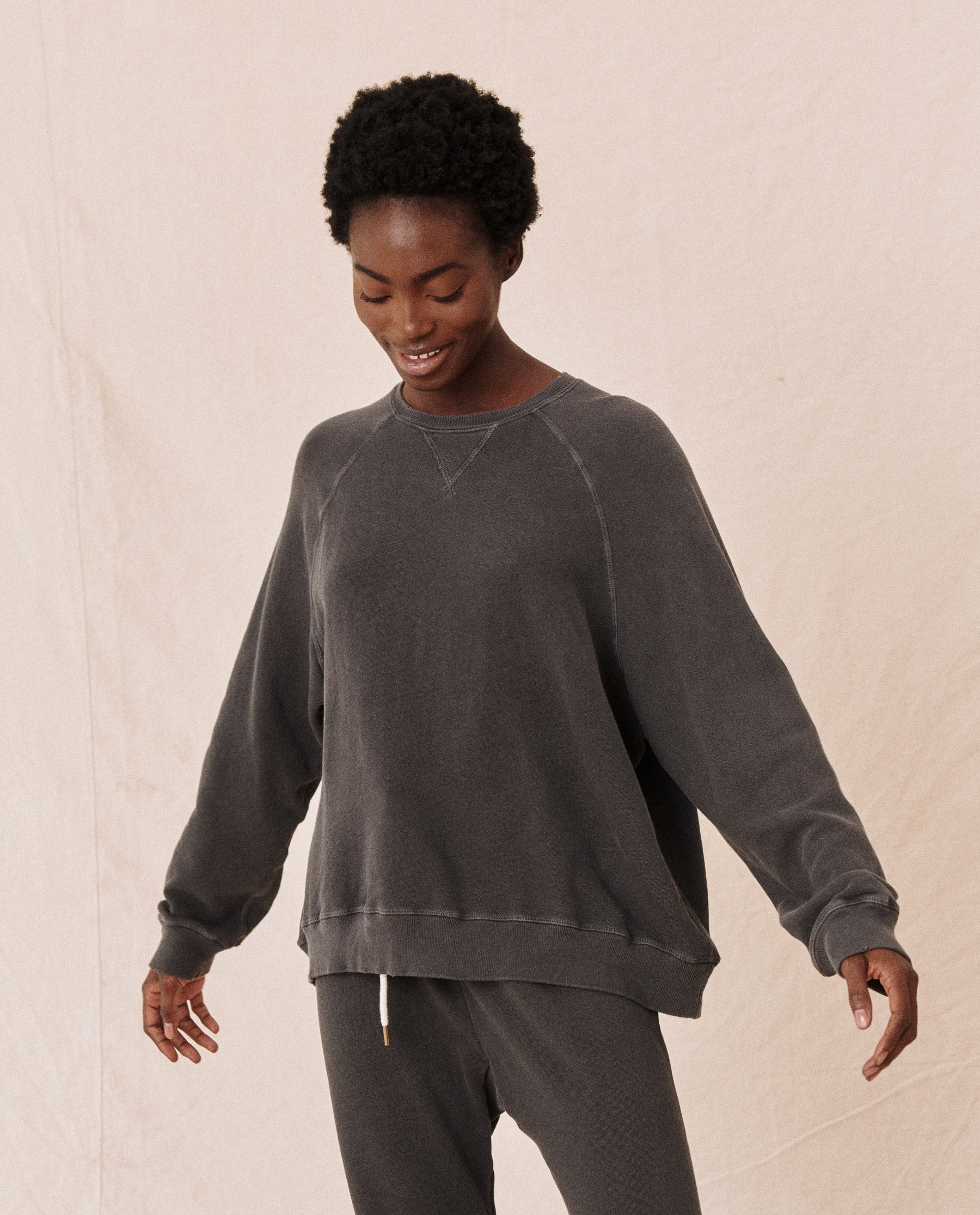 The Slouch Sweatshirt. Solid -- Washed Black
