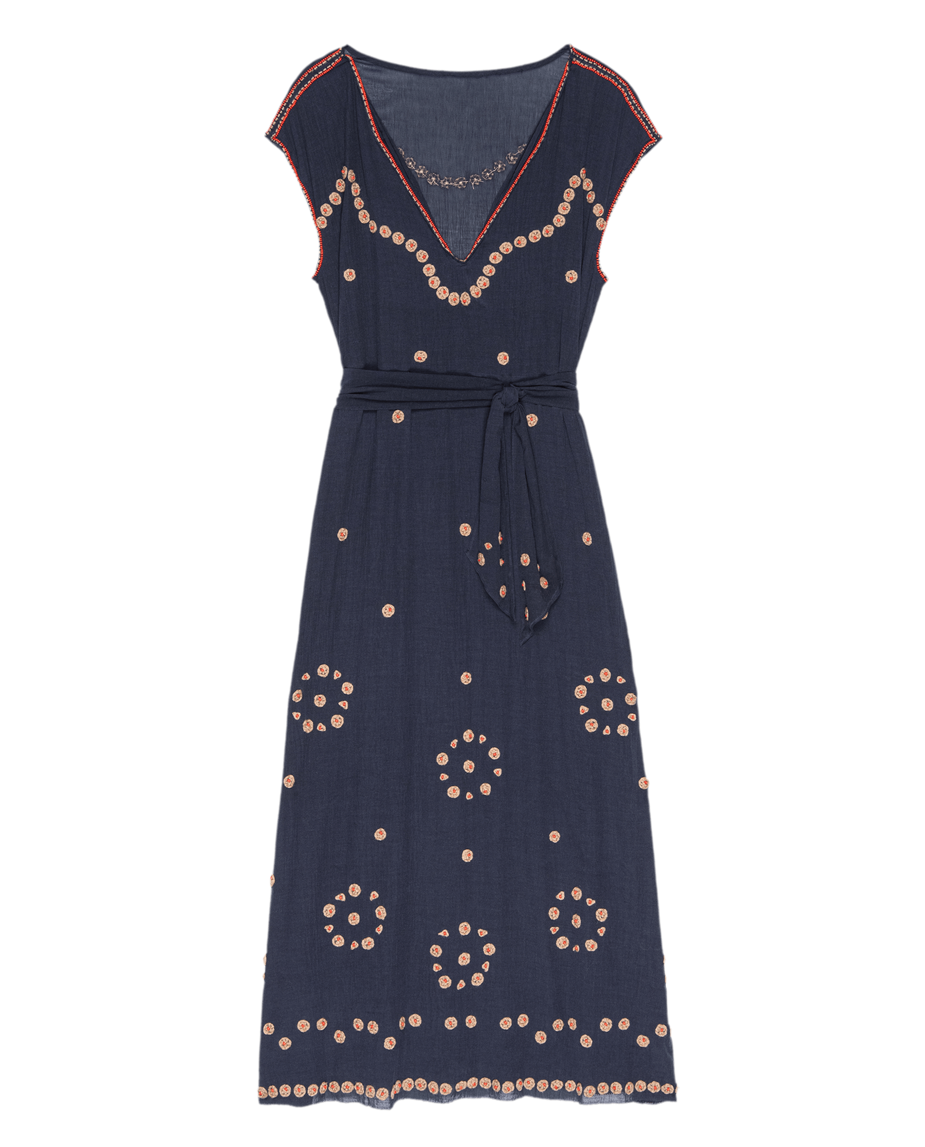 The Beaded Corridor Dress. -- Navy