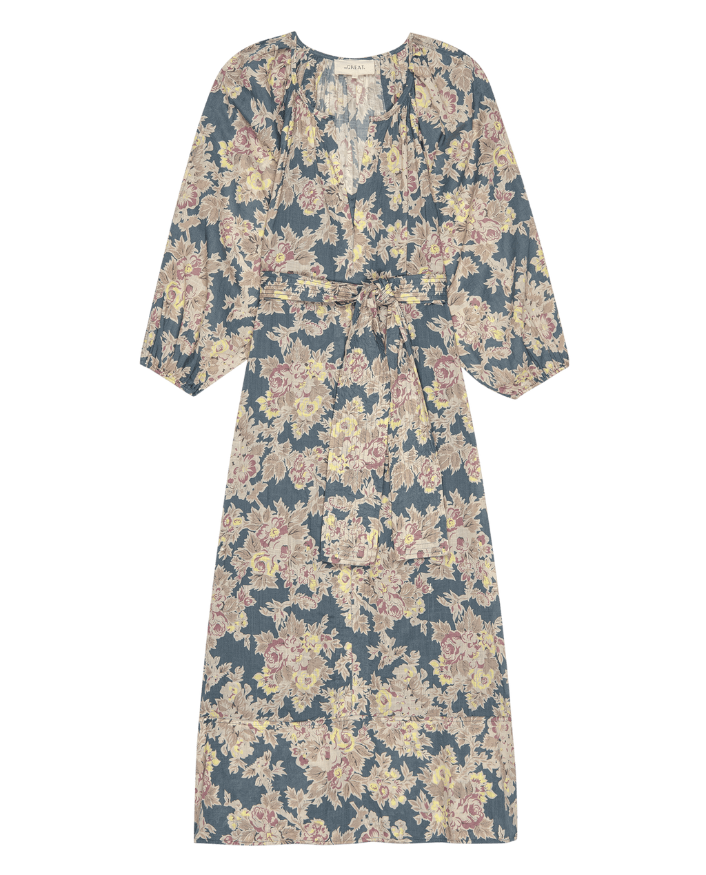 The Pampas Dress. -- Indigo Floral
