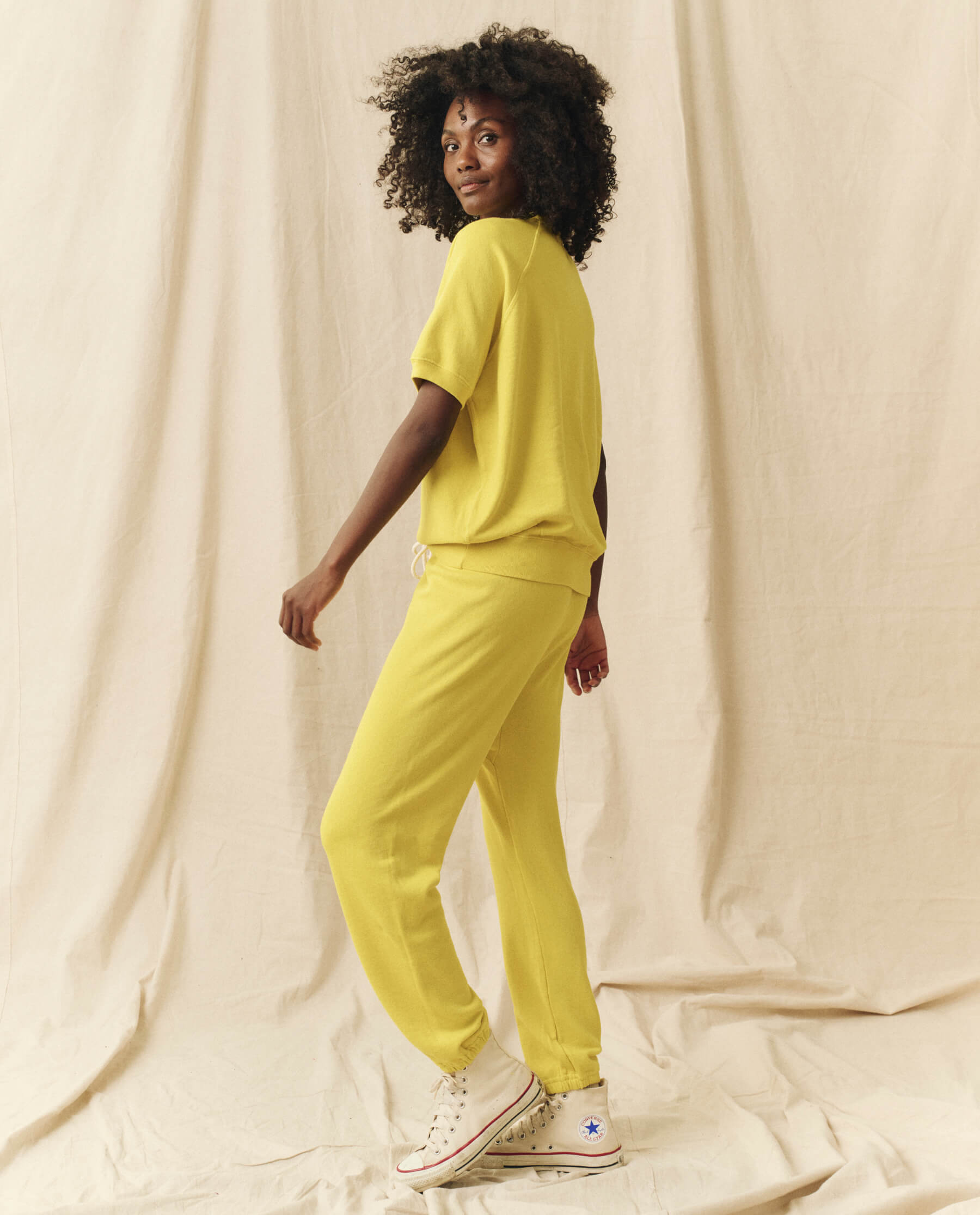 The Short Sleeve Sweatshirt. Solid -- Sunbeam