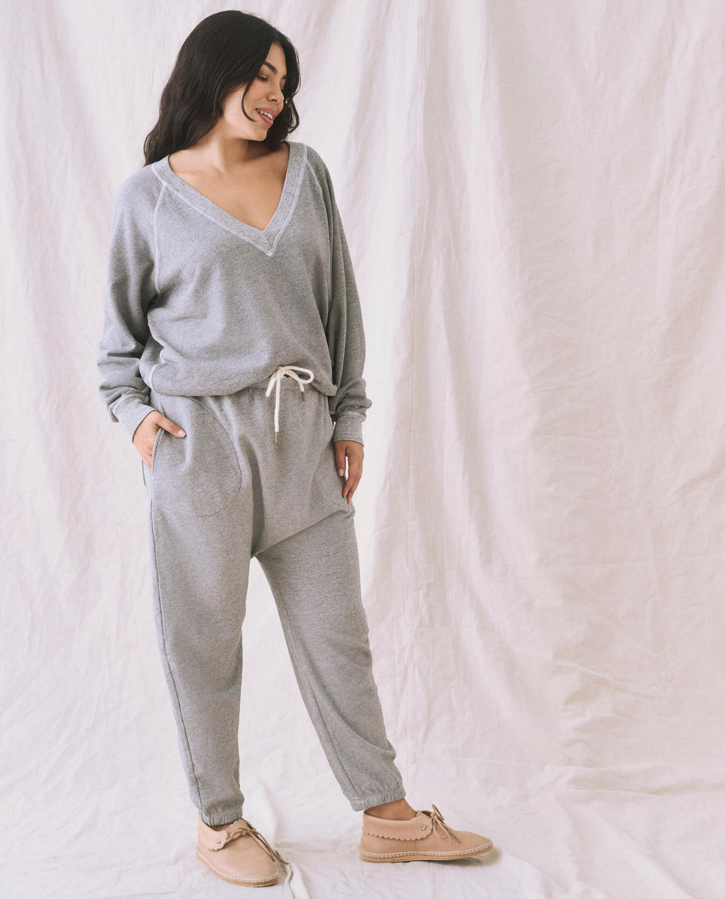 The V-Neck Sweatshirt. -- Varsity Grey