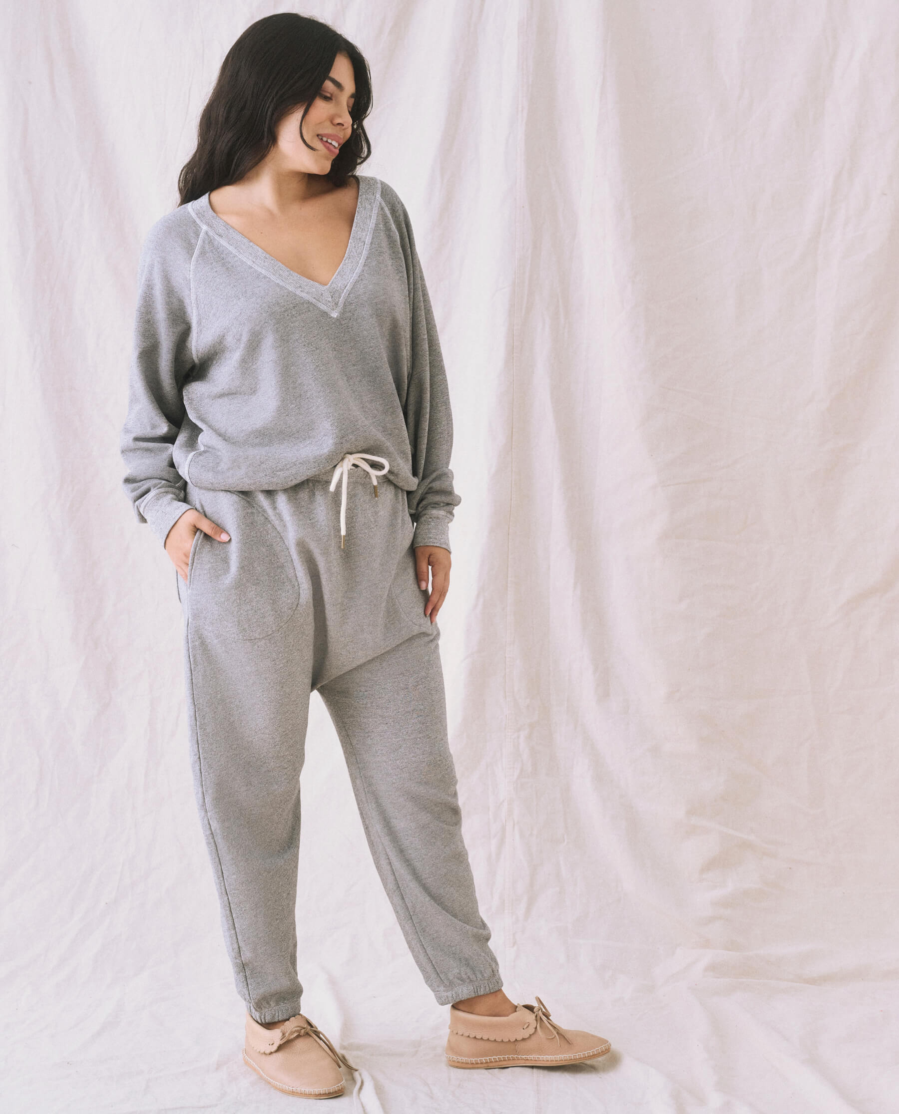 The V-Neck Sweatshirt. -- Varsity Grey