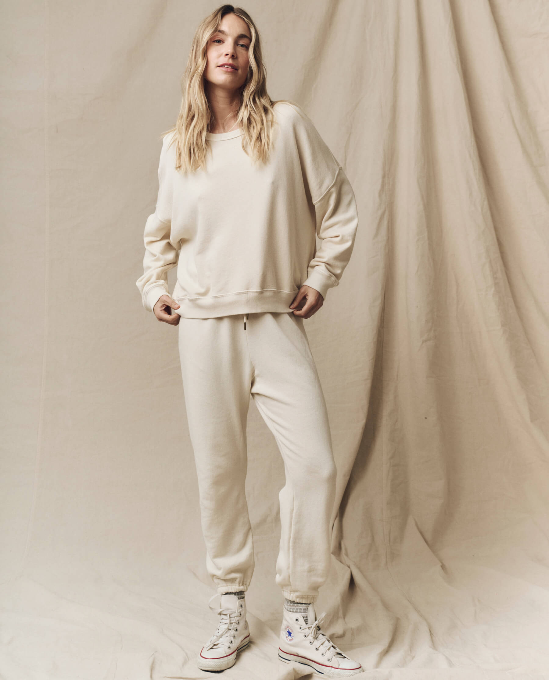 The Teammate Sweatshirt. Solid -- Washed White