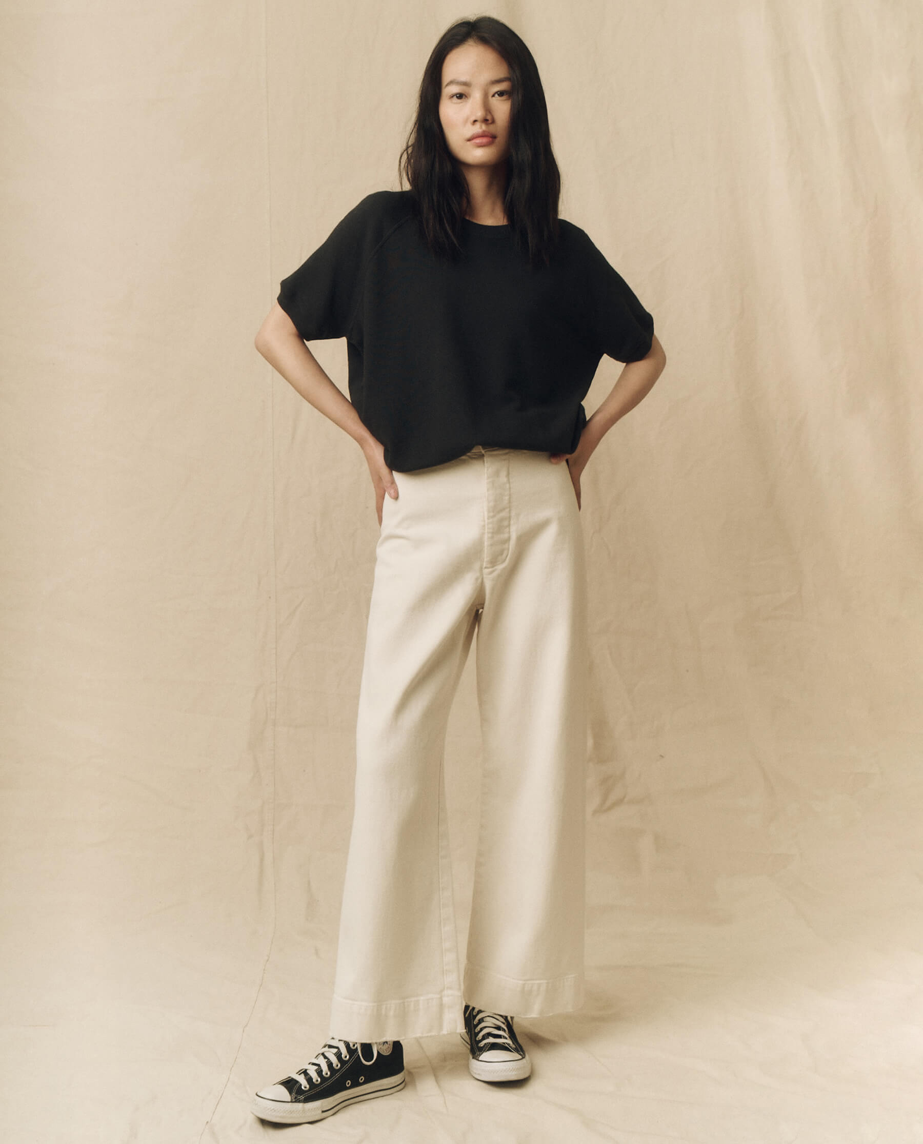 The Short Sleeve Sweatshirt. Solid -- Almost Black