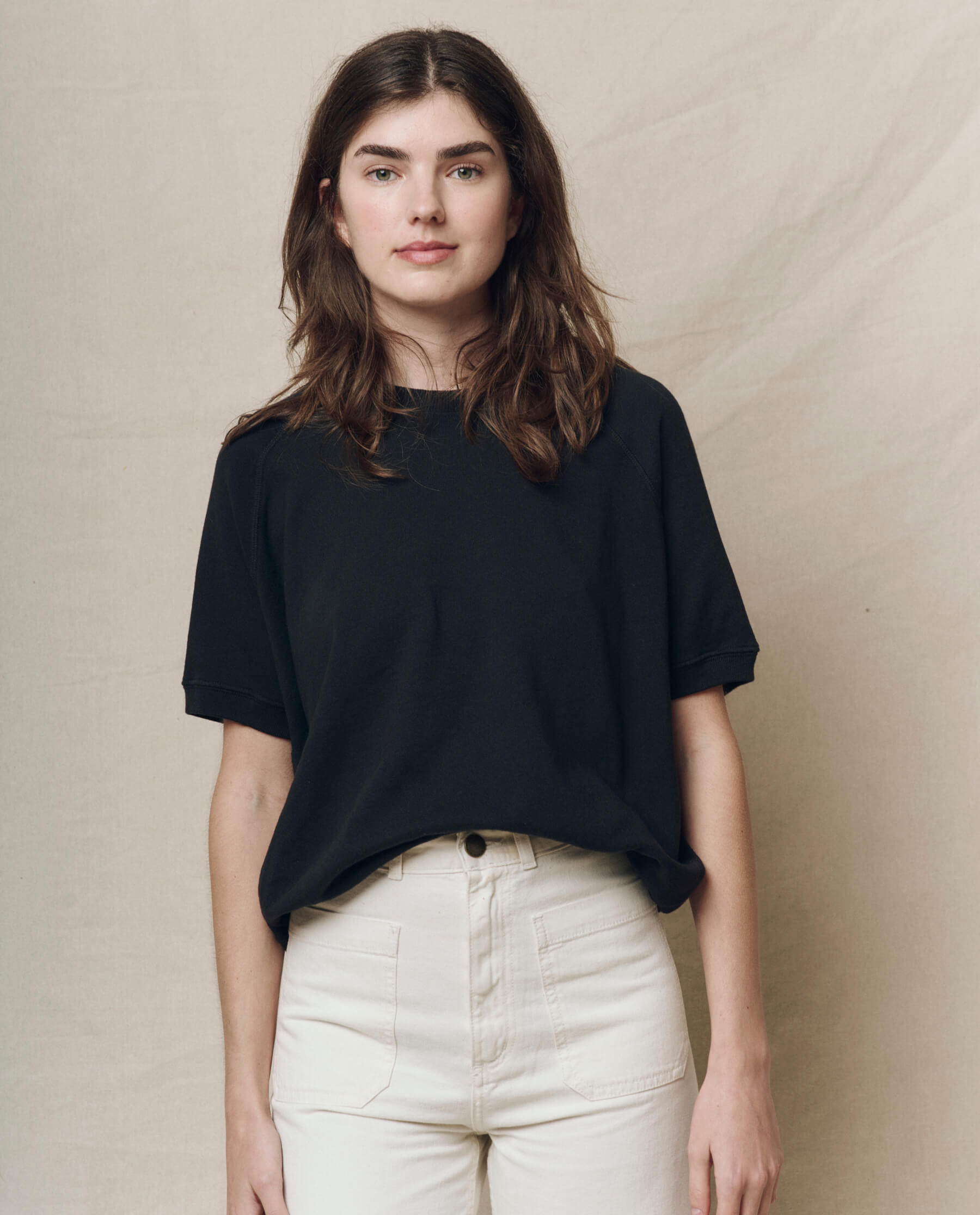 The Short Sleeve Sweatshirt. Solid -- Almost Black
