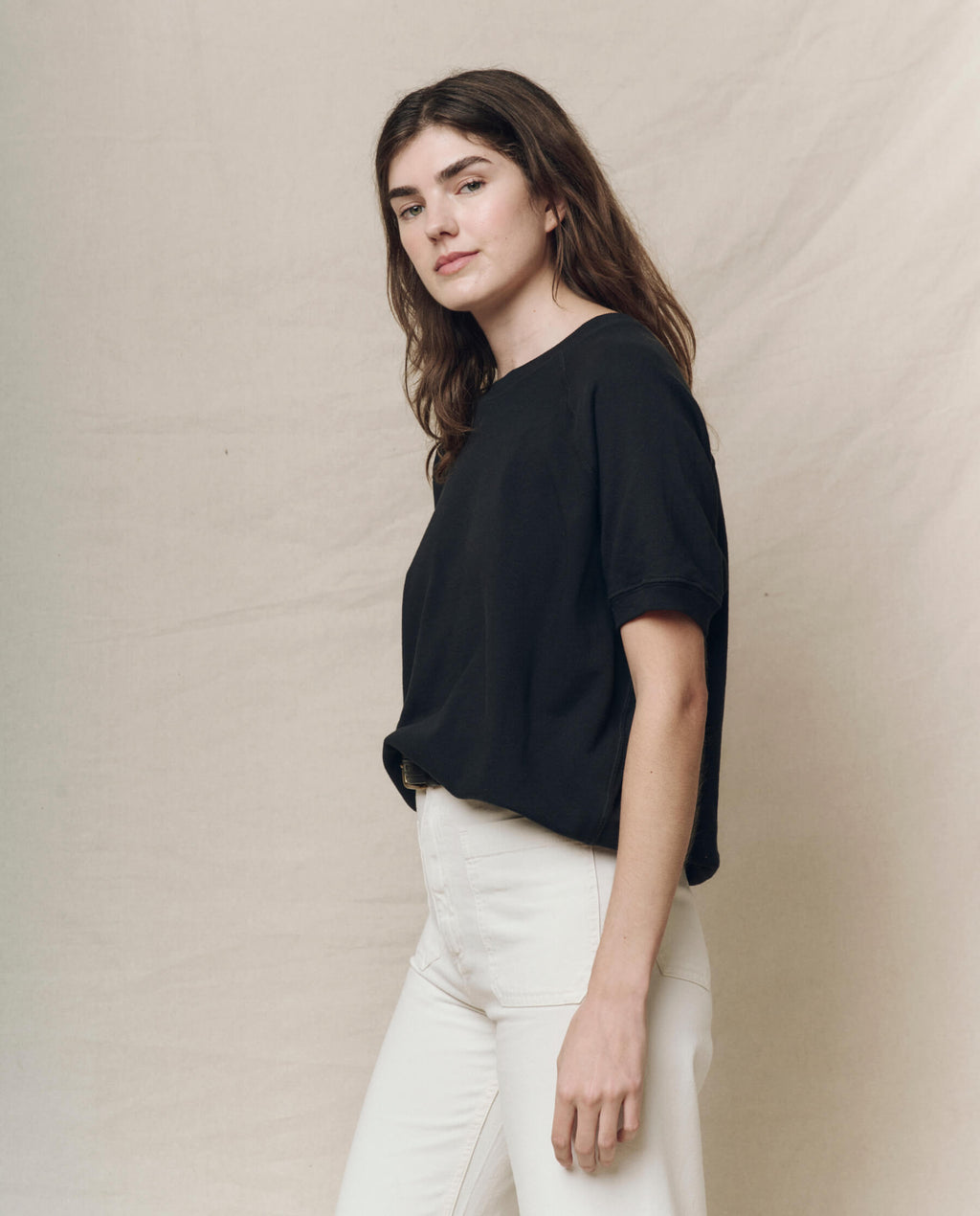 The Short Sleeve Sweatshirt. Solid -- Almost Black