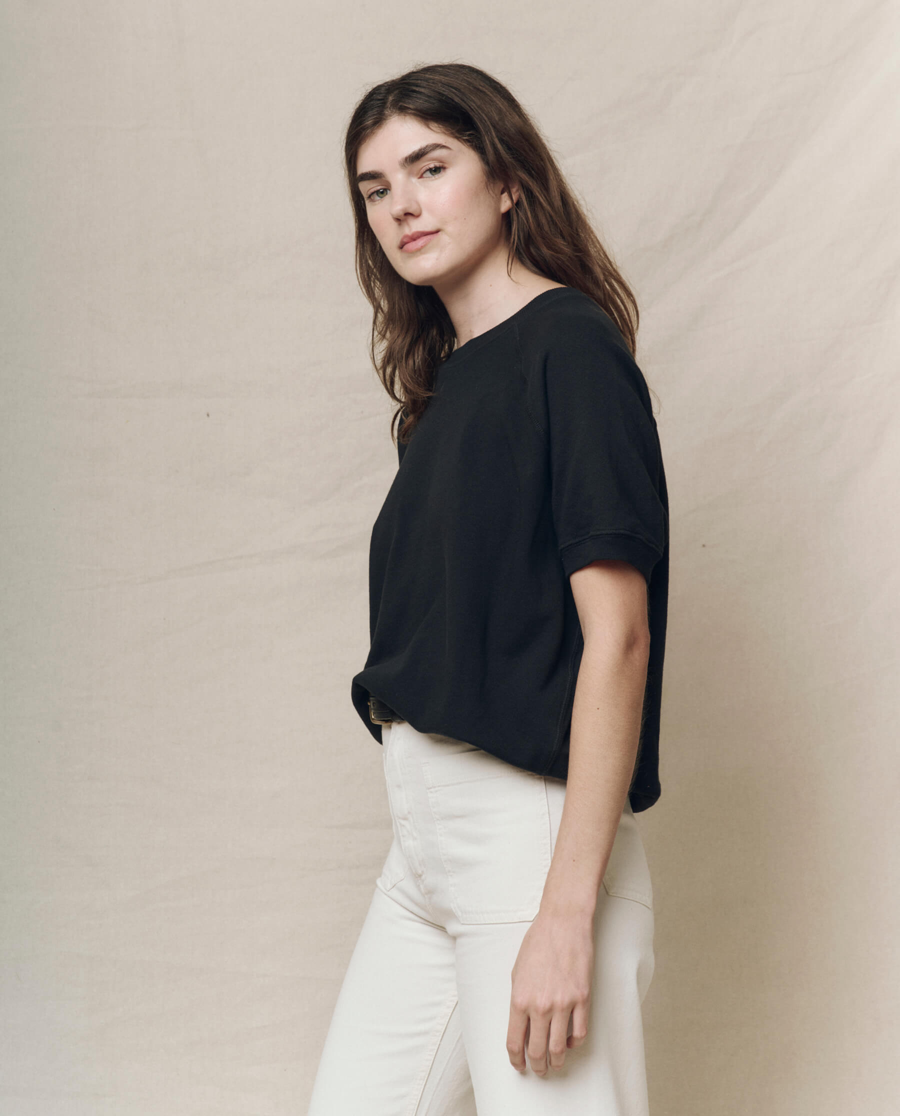 The Short Sleeve Sweatshirt. Solid -- Almost Black