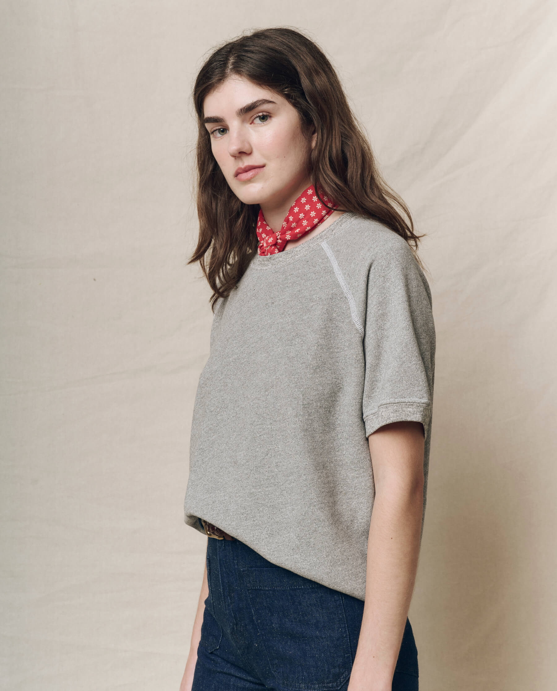 The Short Sleeve Sweatshirt. Solid -- Varsity Grey