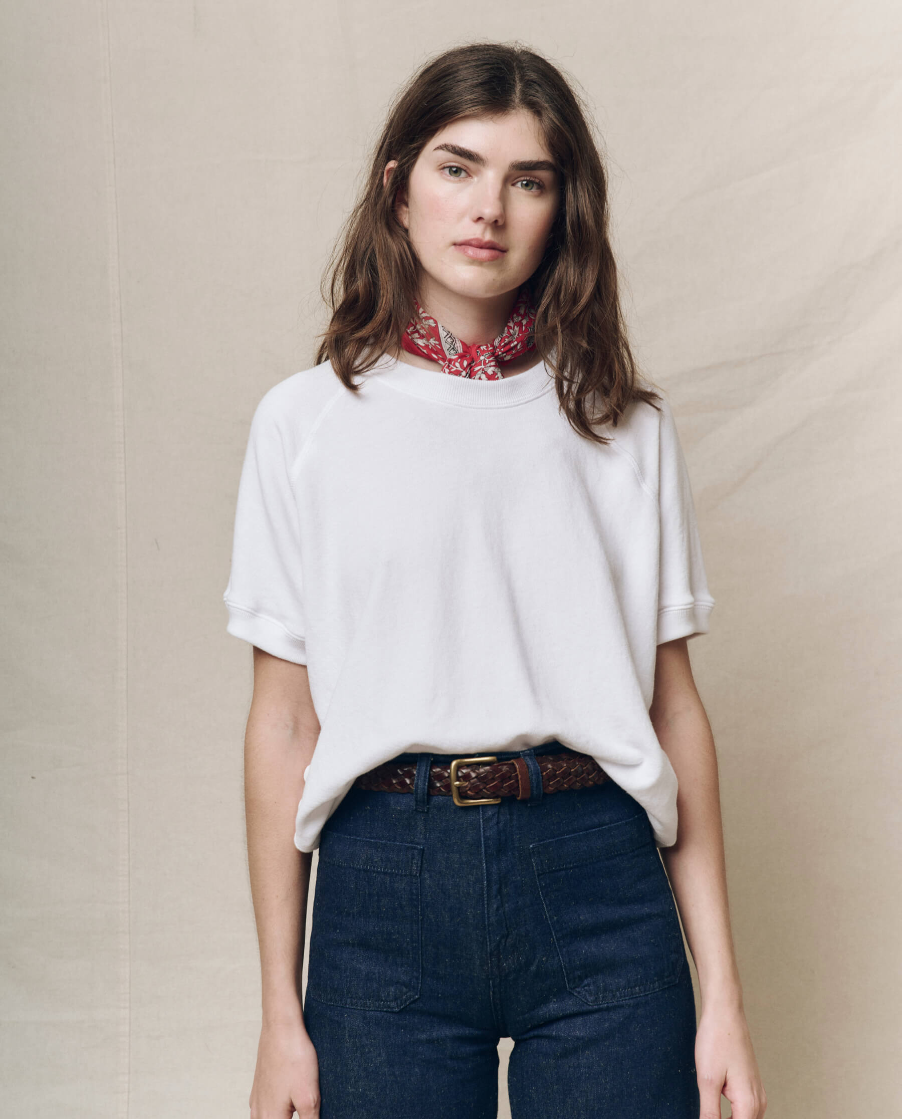 The Short Sleeve Sweatshirt. Solid -- True White