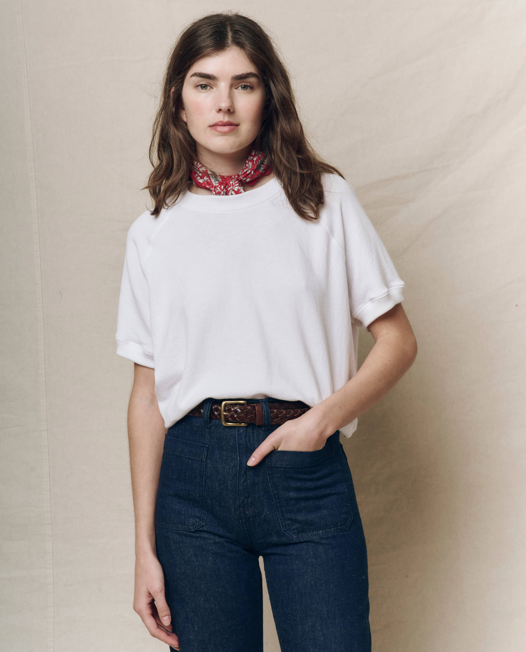 The Short Sleeve Sweatshirt. Solid -- True White