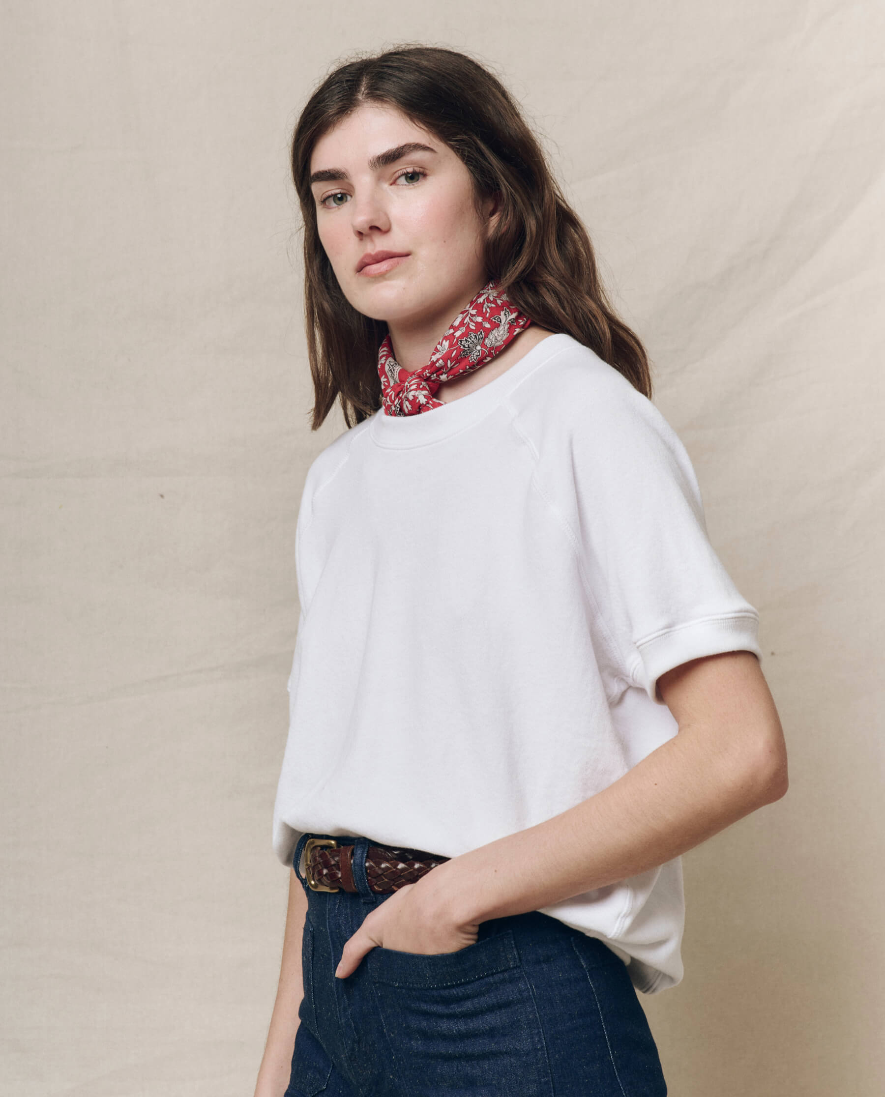 The Short Sleeve Sweatshirt. Solid -- True White