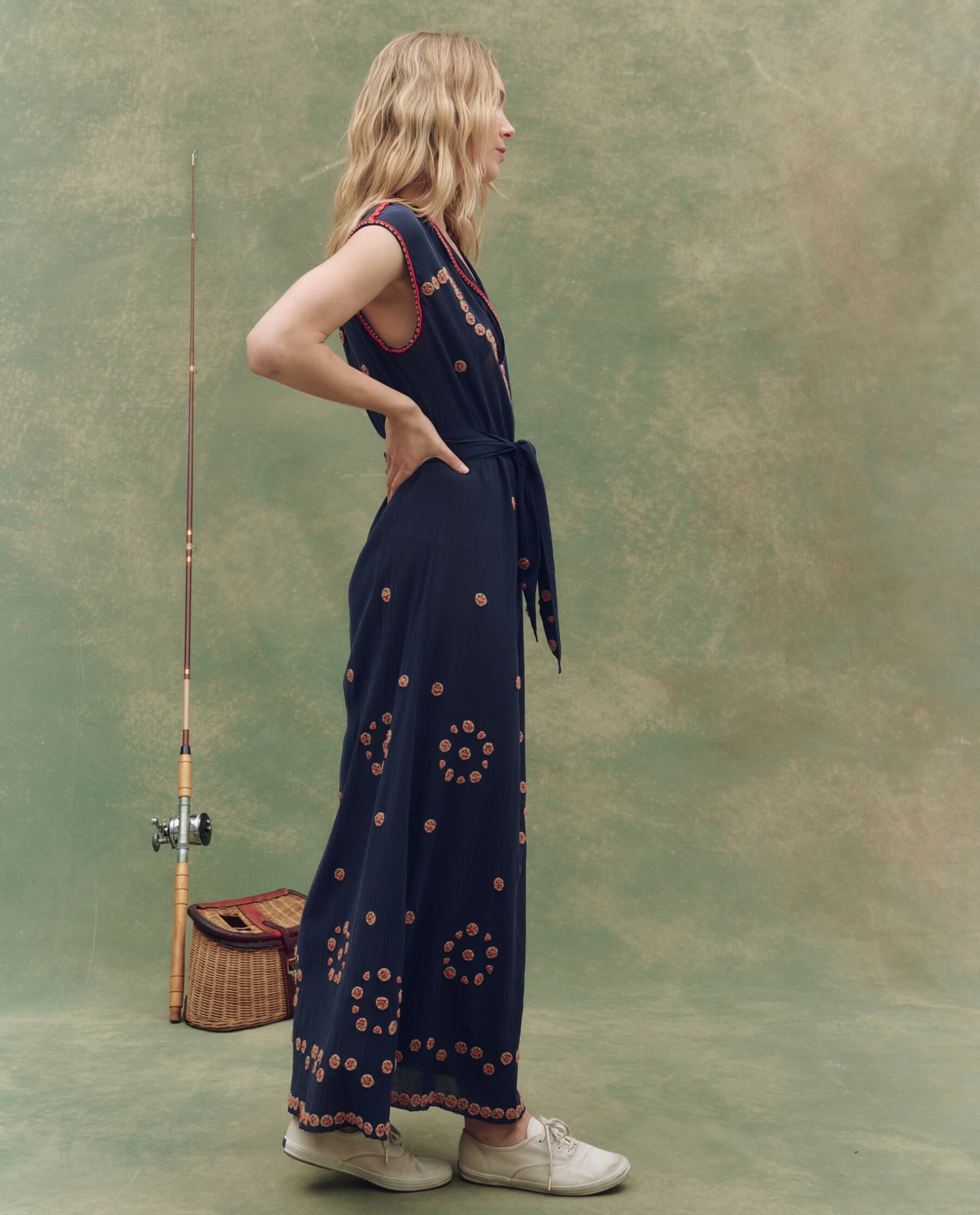 The Beaded Corridor Dress. -- Navy