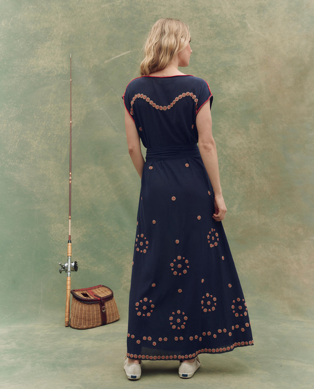 The Beaded Corridor Dress. -- Navy