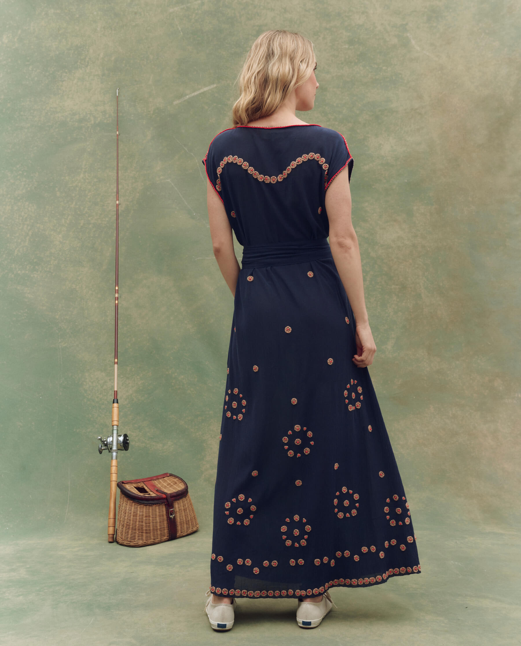 The Beaded Corridor Dress. -- Navy