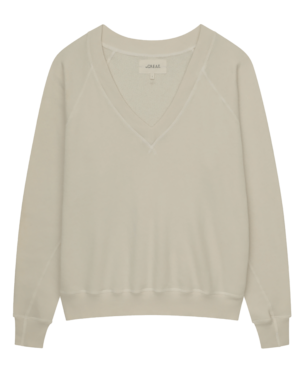 The V-Neck Sweatshirt. -- Washed White