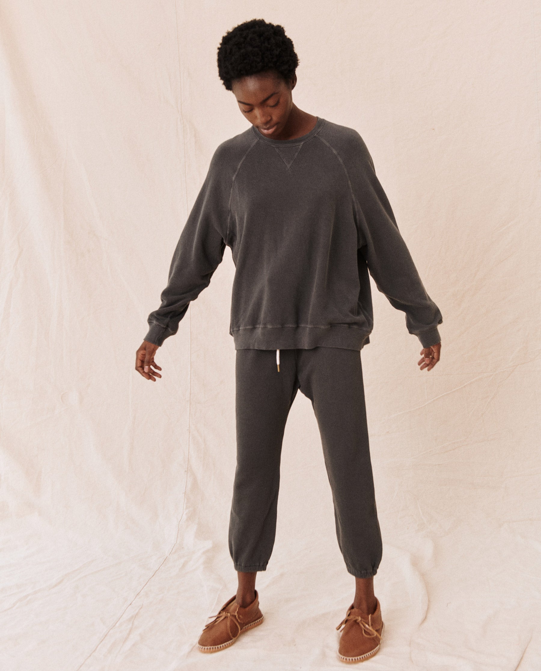 The Slouch Sweatshirt. Solid -- Washed Black